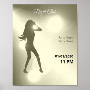 Póster Lujoso Chica de danza brillante amarillo Silhouett