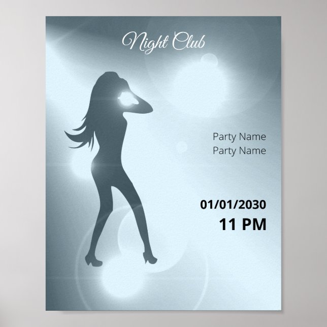 Póster Lujoso Chica de danza brillante cian Silhouette (Frente)