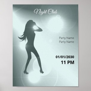 Póster Lujoso Chica de danza brillante de agua Silhouette
