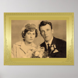 Póster Lujoso marco de borde dorado foto personalizado