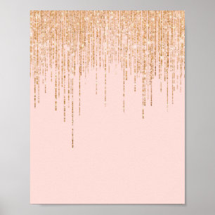 Póster Lujoso Rubor Pink Gold Sparkly Purpurina Fringe