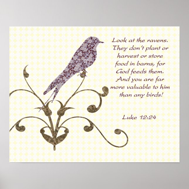 Póster Luke 12:24 Considerar el Collage de Ravens (Frente)