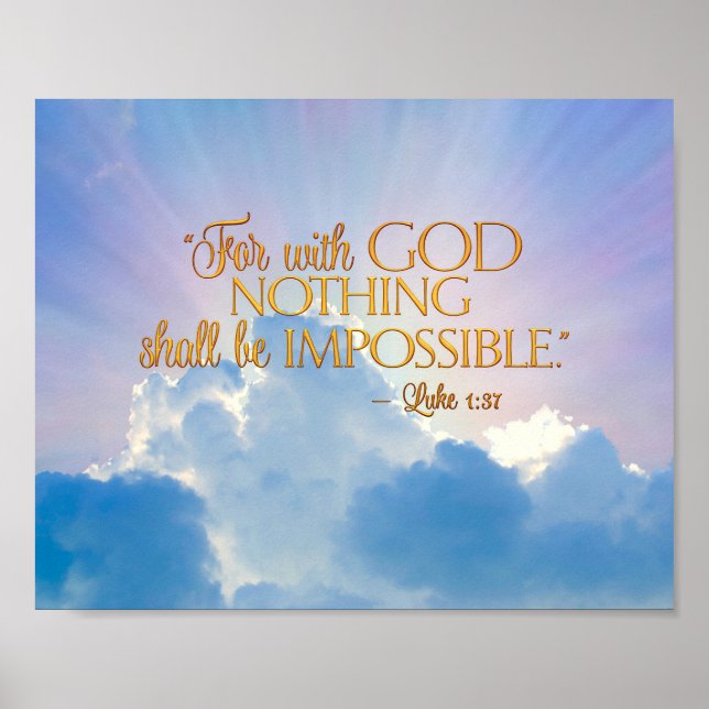 Póster Luke 1:37 Con Dios Nada Imposible Imprimir Lienzo (Frente)