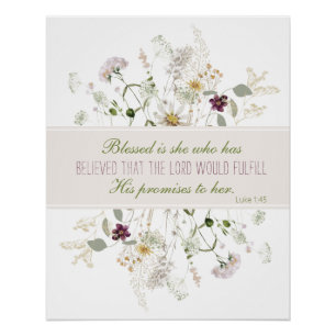 Póster Luke 1:45 Bendita es She Wildflower