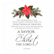 Luke 2:10-11 Good Tidings Poinsettia Navidades
