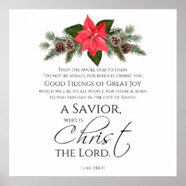 Póster Luke 2:10-11 Good Tidings Poinsettia Navidades