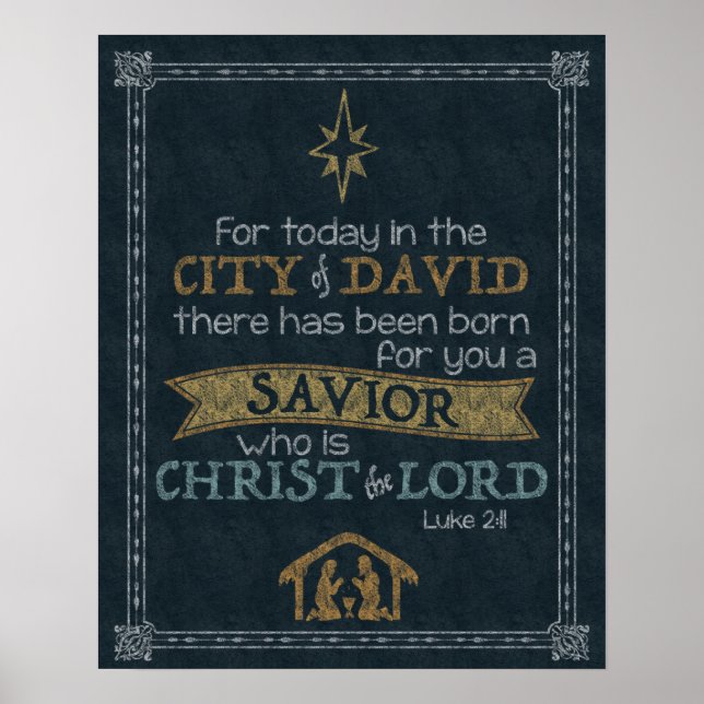 Póster Luke 2:11 Chalkboard Art 16x20 (Frente)