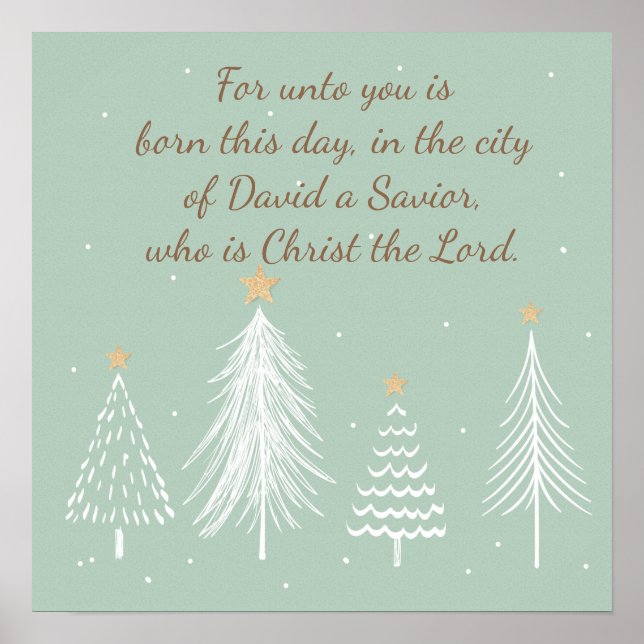 Póster Luke 2:11 Escritura para Navidades Biblia Verse Po (Frente)