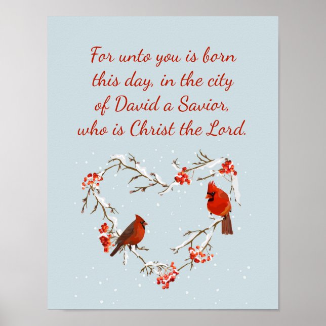 Póster Luke 2:11 Escritura para Navidades Biblia Verse Po (Frente)