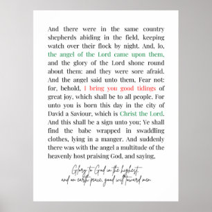 Póster Luke 2:8-14 Biblia Verse, Navidades