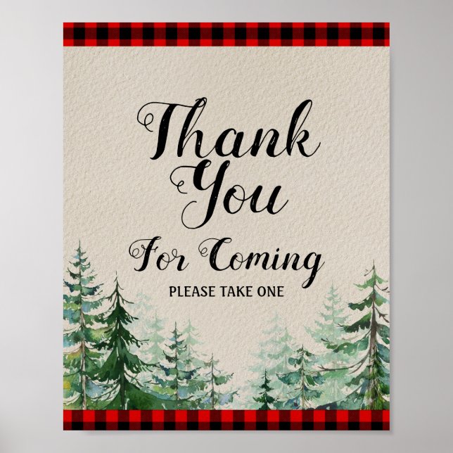 Póster Lumberjack Baby Shower Gracias por venir (Frente)