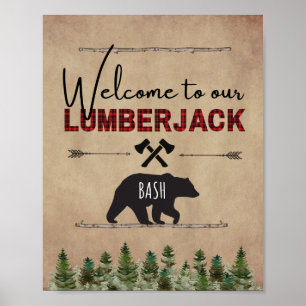 Póster Lumberjack Birthday Welcome Sign
