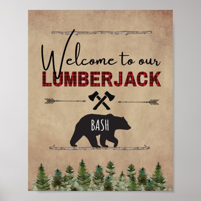 Póster Lumberjack Birthday Welcome Sign (Frente)