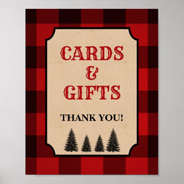 Póster Lumberjack Cards & Gifts Shower Sign Red Plaid