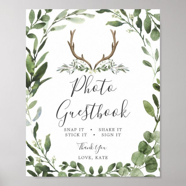 Póster Lumberjack Deer Baby Shower Photo Guestbook Rótulo (Frente)