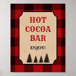 Póster Lumberjack Hot Cocoa Bar Fiesta Rótulo Red Plaid
