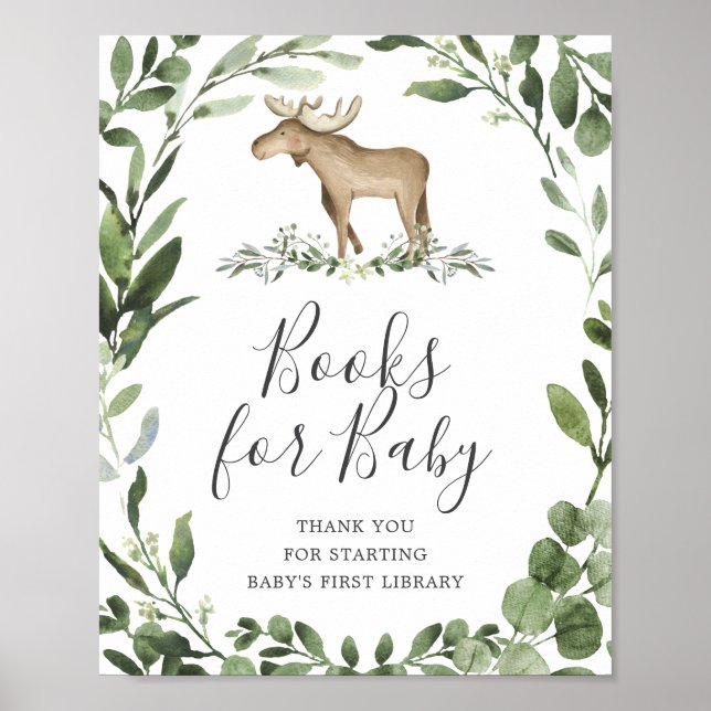 Póster Lumberjack Moose Baby Shower Books For Baby Rótulo (Frente)