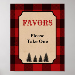 Póster Lumberjack Party Favor Rótulo Red Plaid