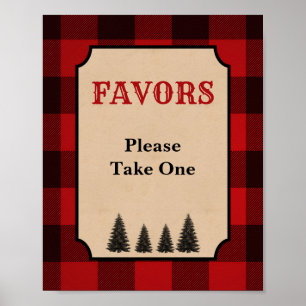 Póster Lumberjack Party Favor Rótulo Red Plaid