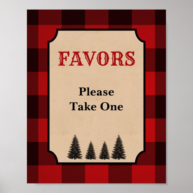 Póster Lumberjack Party Favor Rótulo Red Plaid (Frente)