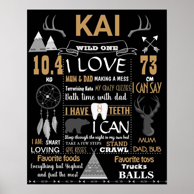 Póster Lumberjack Woodland antlers alces Cumpleaños (Frente)