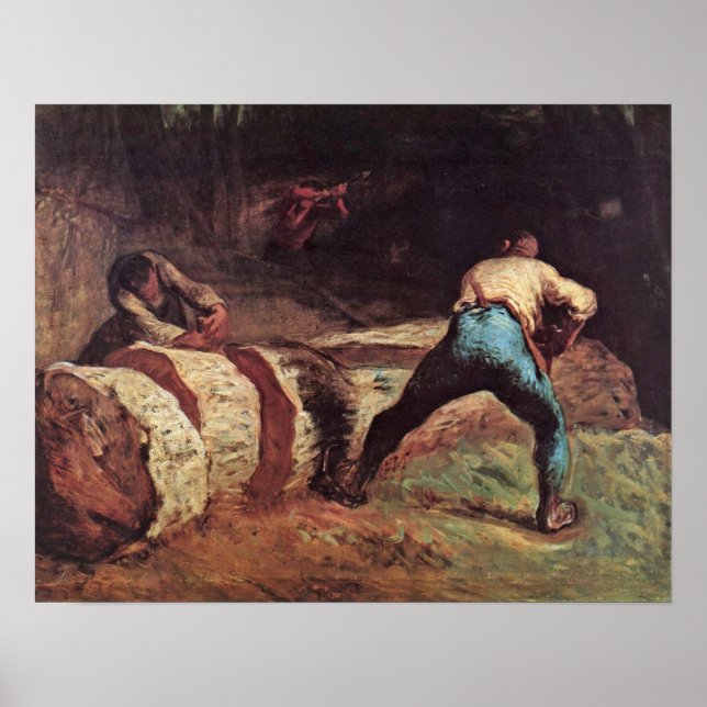 Póster Lumberjacks de aserrado de madera de Jean-Francois (Frente)
