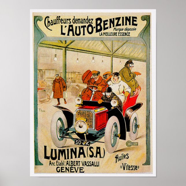 Póster Lumina S.A. ~ Anuncio de automóviles de época (Frente)