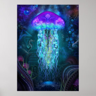 Póster Luminescent Jellyfish Poster