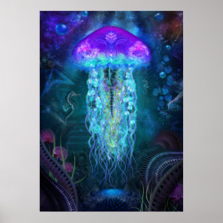 Póster Luminescent Jellyfish Poster