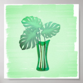 Póster Luminosas hojas tropicales verdes en grano