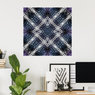 Póster Luminoso entramado geométrico azul y blanco