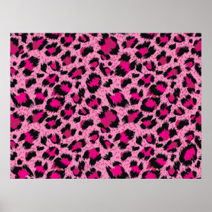 Póster Luminoso y lujoso patrón de leopardo rosa.