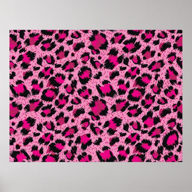 Póster Luminoso y lujoso patrón de leopardo rosa. (Frente)
