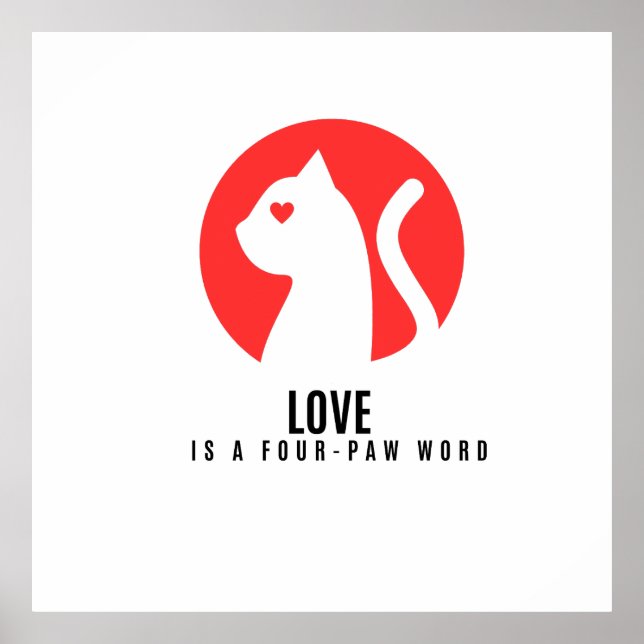 Póster Luminous Love Cat Silhouette (Frente)