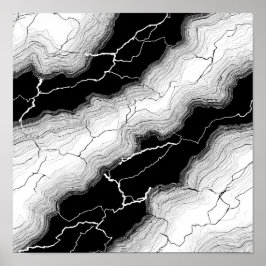 Póster Luminous Molten Flow Decoupage Template Line Art