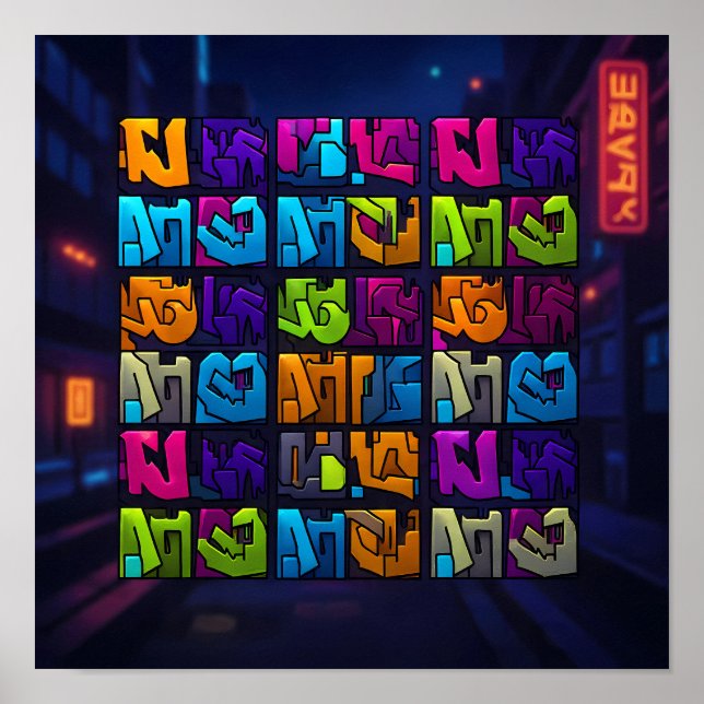 Póster Luminous Pop Art Graffiti Wall Decor Print (Frente)