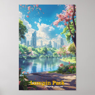 Póster Lumpini Park Bangkok Viajes de época en Tailandia
