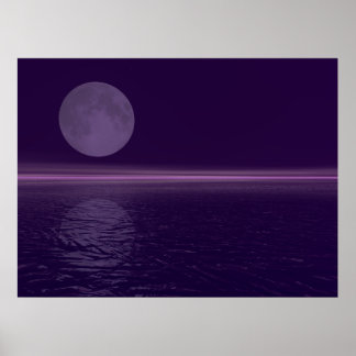 Póster Luna Azul de Agua Púrpura