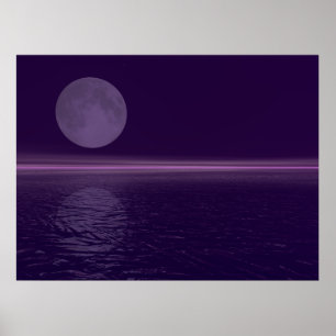 Póster Luna azul del agua púrpura