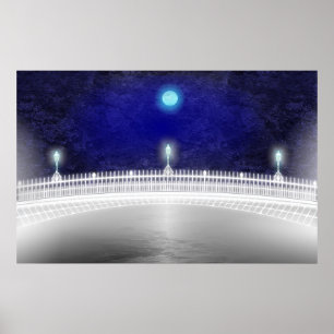 PÓSTER LUNA AZUL SOBRE EL PUENTE FELIZ