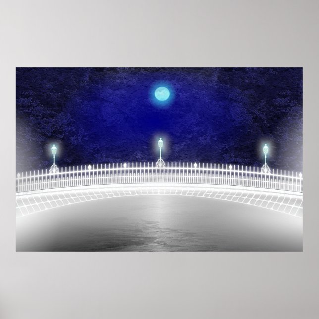 PÓSTER LUNA AZUL SOBRE EL PUENTE FELIZ (Frente)