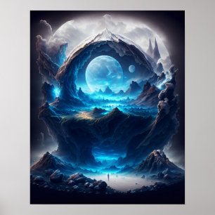Póster Luna Azul Sobre Un Entorno Magnífico