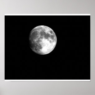 Póster Luna completa en blanco y negro
