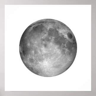 Póster Luna completa en el Poster grande del cielo blanco