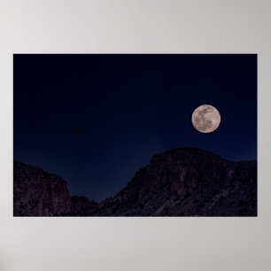 PÓSTER LUNA COMPLETA SOBRE LA MONTAÑA
