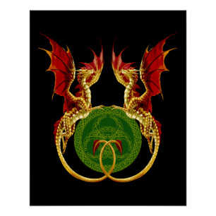 Póster Luna Creciente Celta Y Dragones