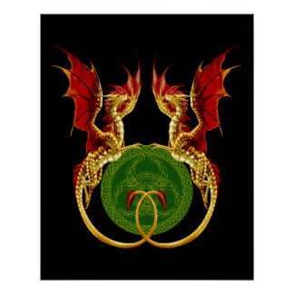 Póster Luna Creciente Celta Y Dragones