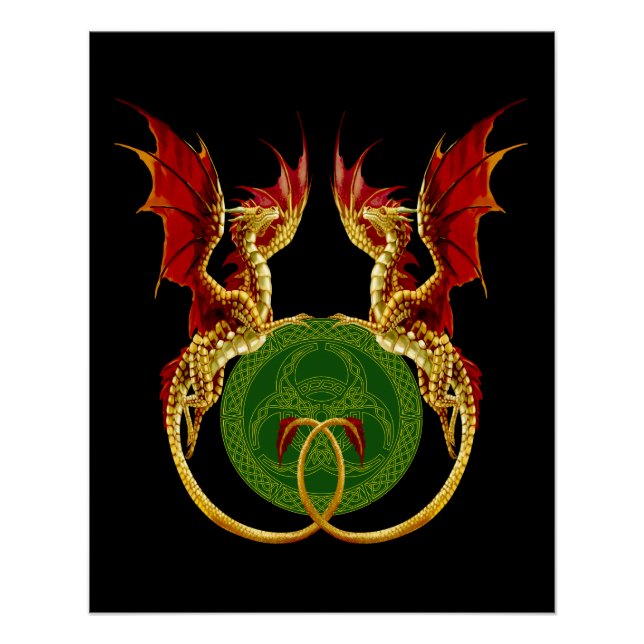 Póster Luna Creciente Celta Y Dragones (Anverso)