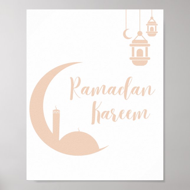 Póster Luna creciente y linterna de Ramadan Kareem Premiu (Frente)