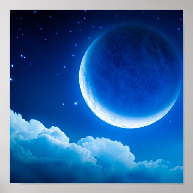 Póster Luna Crescent brillante brillante brillante brilla (Frente)